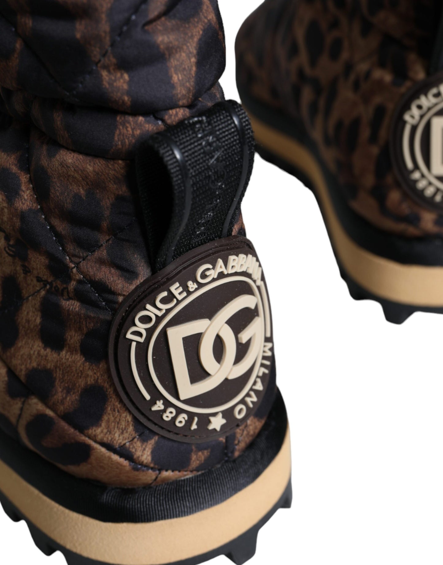 Dolce & Gabbana – Braune Stiefeletten mit Leopardenmuster und gepolsterten Schuhen