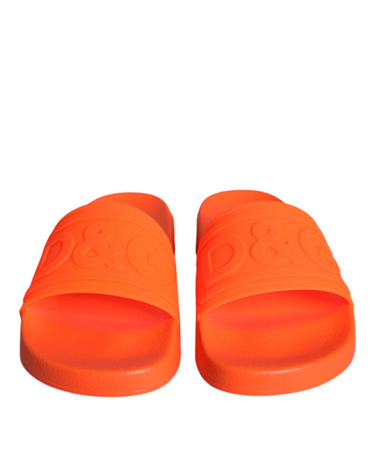 Dolce & Gabbana Orange Gummi Slides Sandalen Beachwear Schuhe