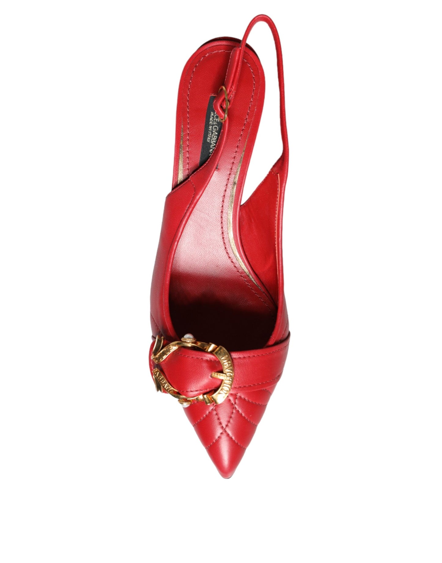 Dolce & Gabbana – Rote Devotion-Slingback-Schuhe aus Leder