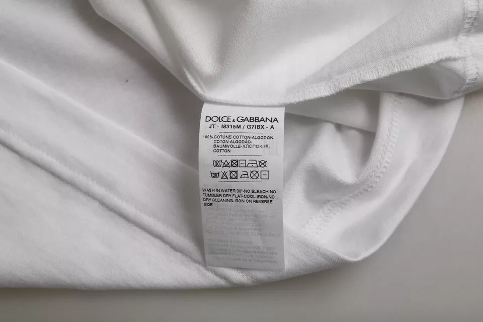 Dolce & Gabbana – Weißes T-Shirt aus Baumwolle mit Rundhalsausschnitt und kurzen Ärmeln