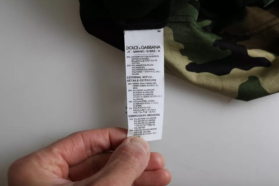 Dolce & Gabbana Mehrfarbiges Camouflage-T-Shirt aus Baumwolle mit Rundhalsausschnitt für Herren