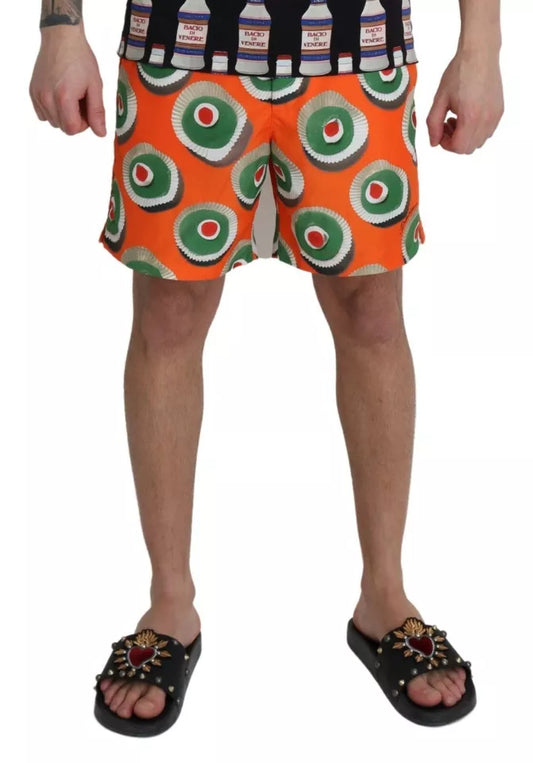 Dolce & Gabbana Orange Cupcake Beachwear Shorts Bademode