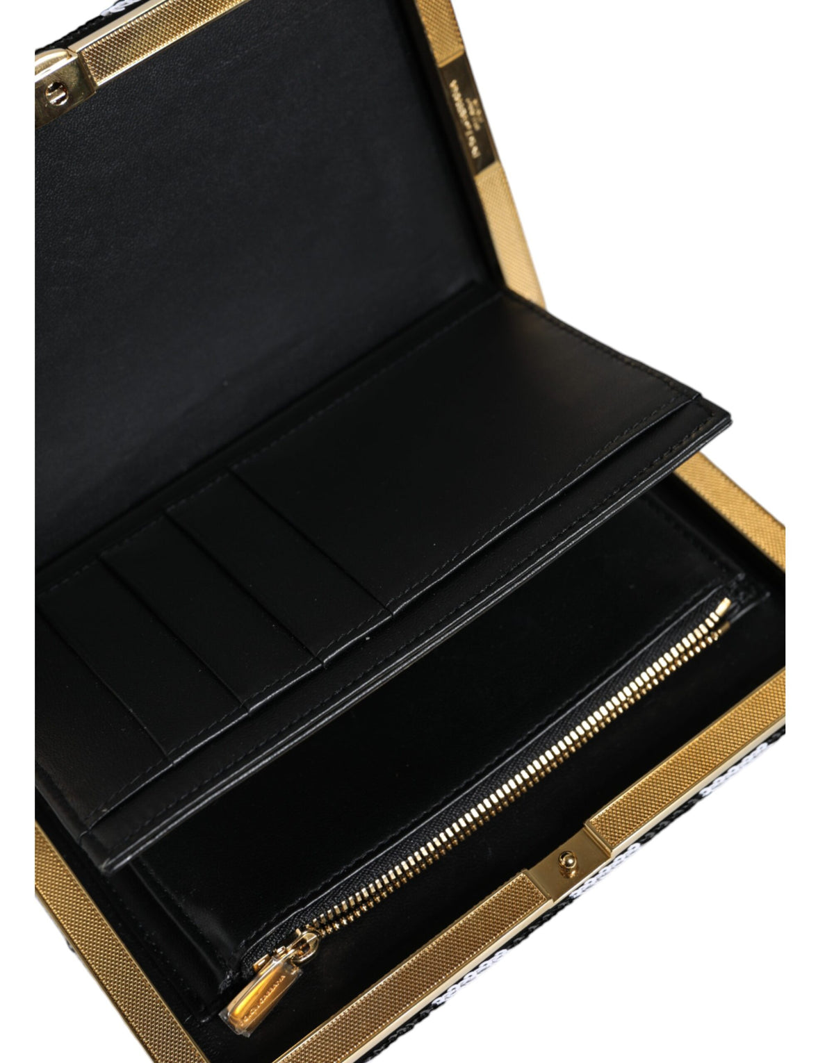 Dolce & Gabbana Schwarz Weiß Gold Rahmen Clutch Abend Party Handtasche Tasche
