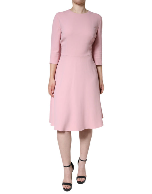 Dolce & Gabbana – A-Linien-Kleid aus Viskose mit 3/4-Ärmeln in Rosa