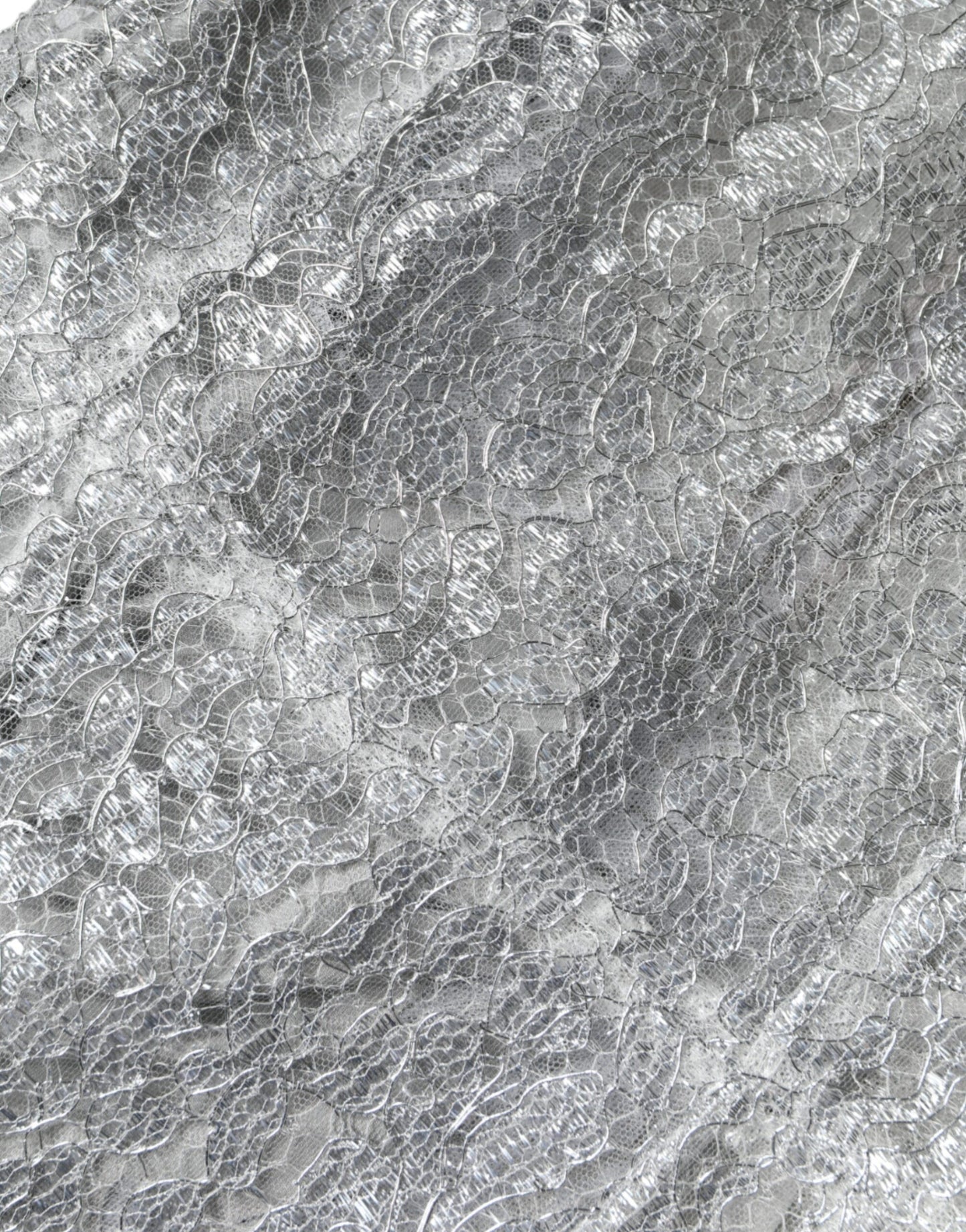 Dolce & Gabbana – Figurbetontes Midi-Etuikleid mit Blumenspitze in Silber