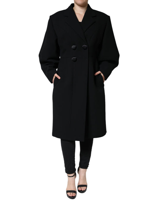 Dolce & Gabbana – Schwarze, zweireihige Trenchcoat-Jacke