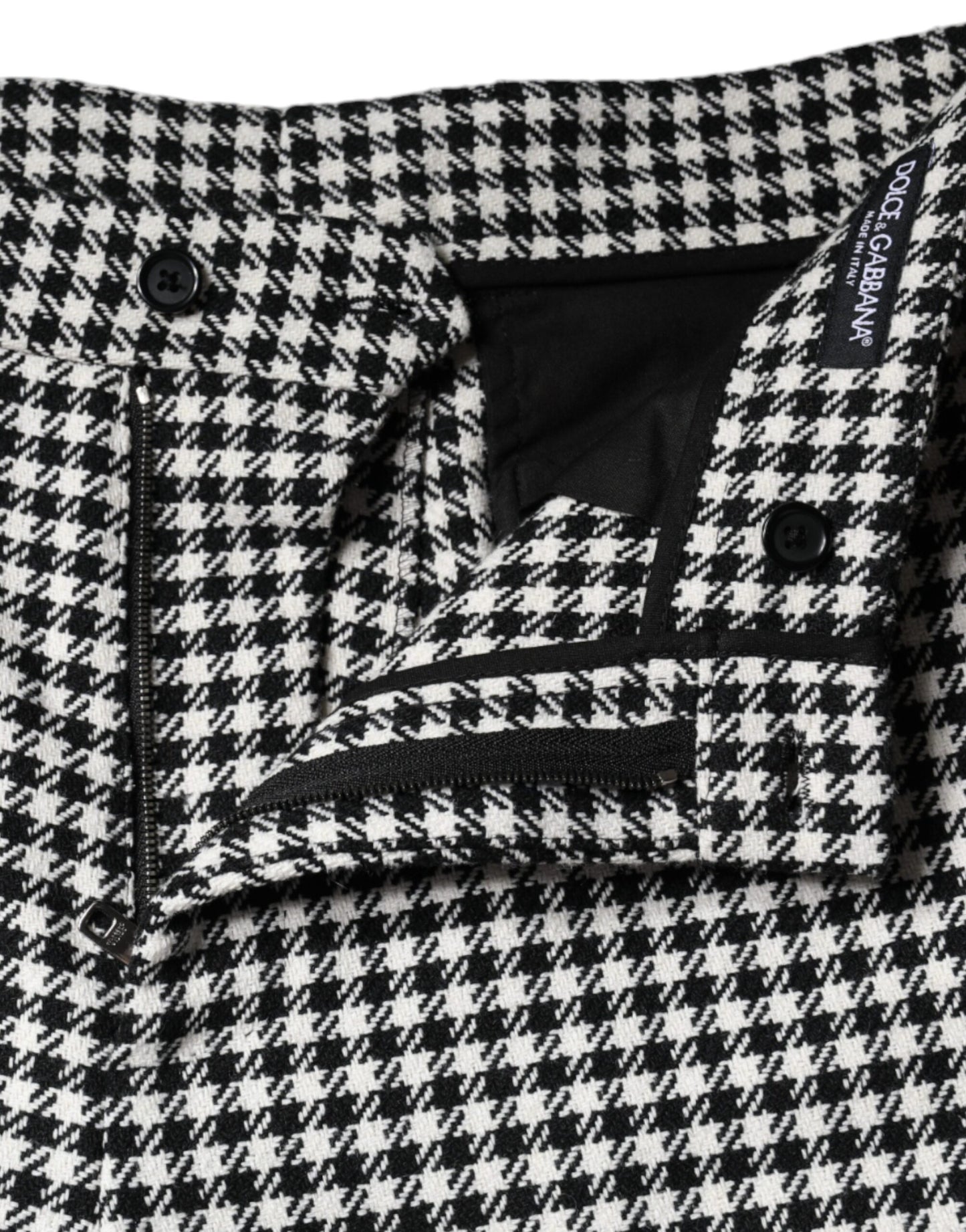 Dolce & Gabbana – Kurze Hose mit weitem Bein und Hahnentrittmuster in Schwarz und Weiß
