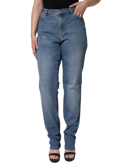 Emporio Armani – Blau verwaschene Skinny-Jeans mit hoher Taille für Damen
