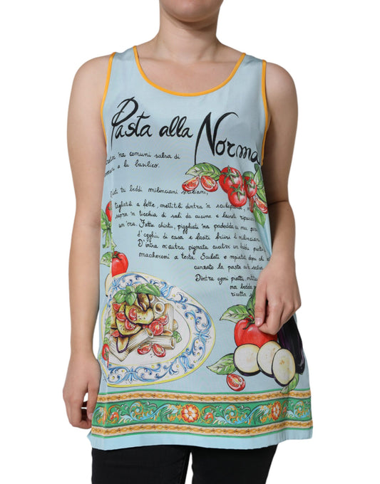 Mehrfarbiges Tanktop mit Pasta Alla Norma-Aufdruck von Dolce & Gabbana