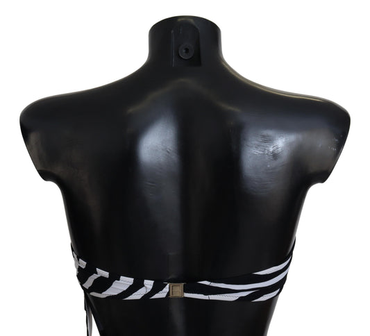 Dolce & Gabbana – Bandeau-Bikinioberteil mit Zebramuster in Schwarz und Weiß