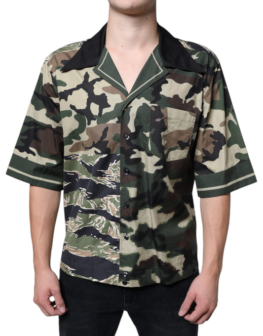 Dolce & Gabbana Mehrfarbiges Camouflage Button-Down-Freizeithemd für Herren