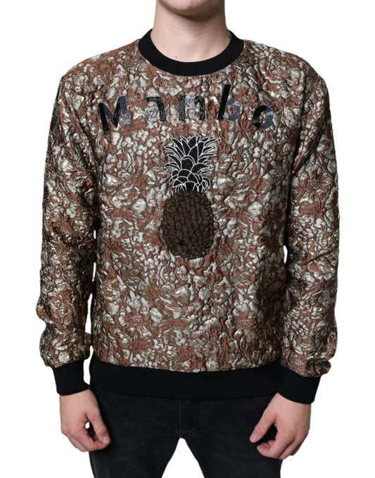 Dolce & Gabbana – Brauner Jacquard-Pullover „Mambo Ananas“