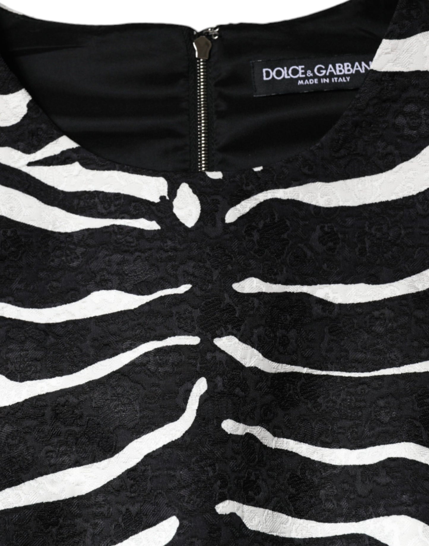 Dolce & Gabbana – A-Linien-Etui-Minikleid mit Zebramuster in Schwarz und Weiß