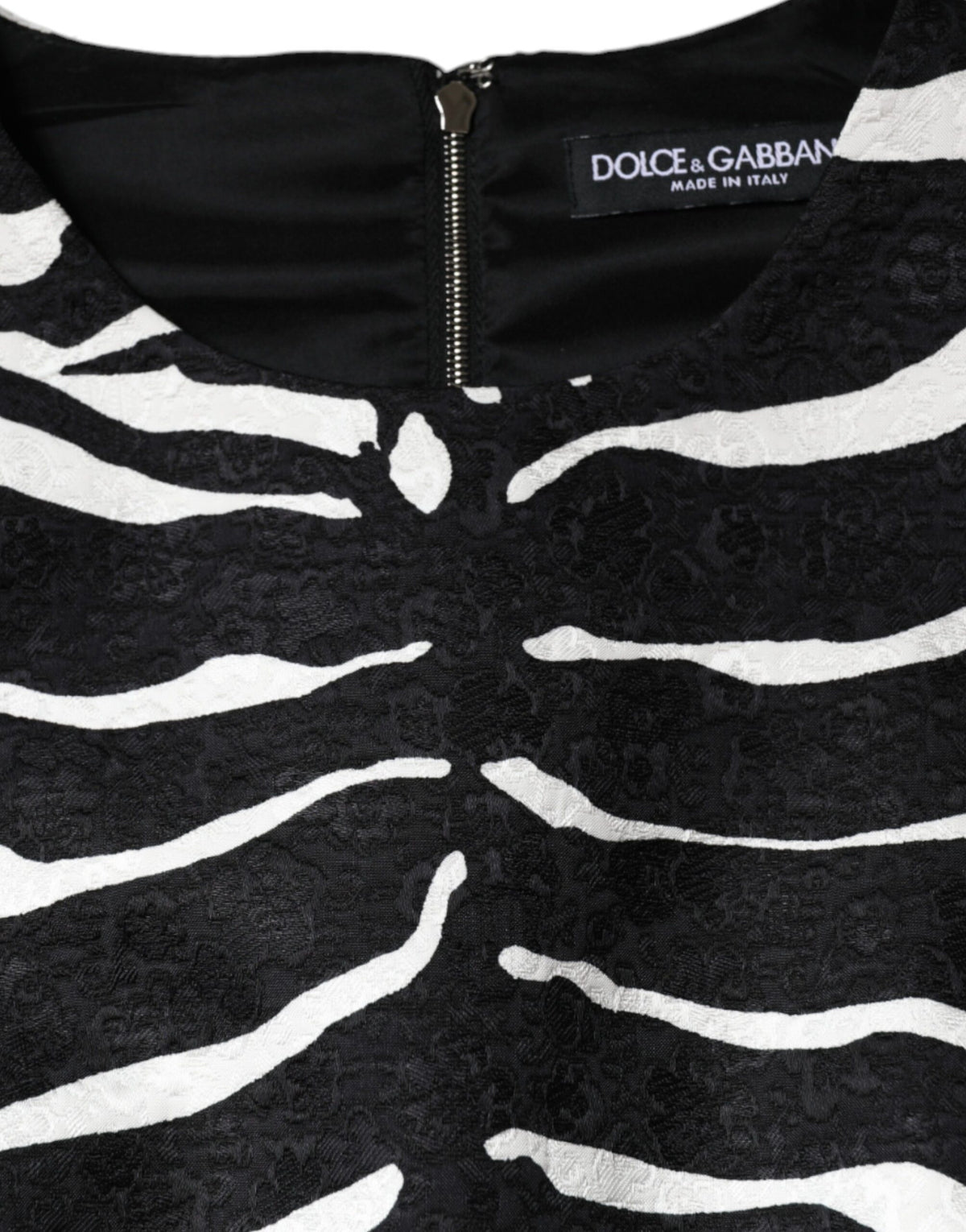 Dolce & Gabbana – A-Linien-Etui-Minikleid mit Zebramuster in Schwarz und Weiß