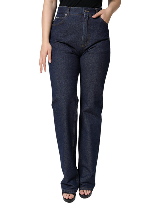 Dolce & Gabbana Dunkelblaue Stretch-Jeans aus Baumwoll-Denim mit geradem Schnitt