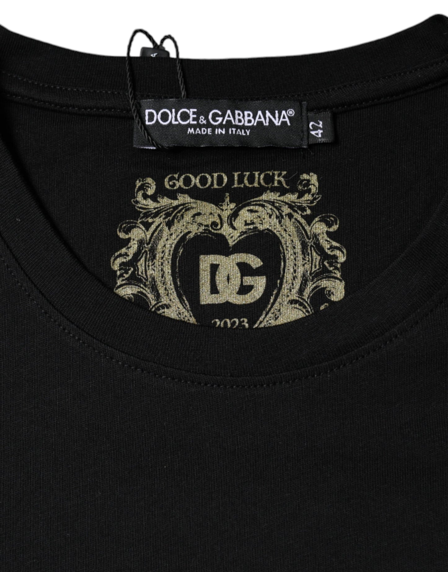 Dolce & Gabbana – Schwarzes, kurzärmliges T-Shirt aus Baumwolle mit Rundhalsausschnitt