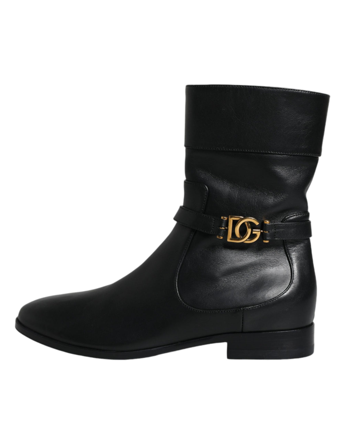 Dolce & Gabbana – Wadenhohe Stiefel aus schwarzem Leder mit Logo