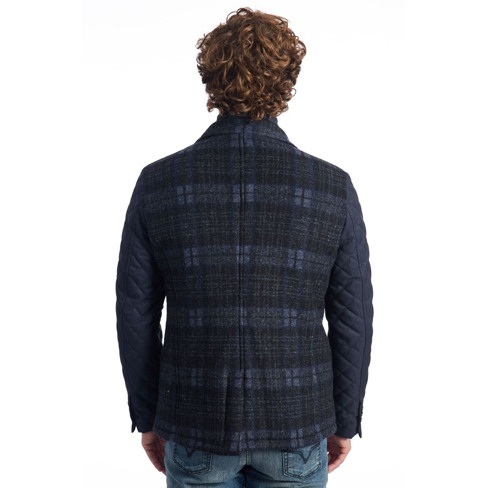 Roberto Pepe Luxus-Herrenjacke aus blauer Wolle
