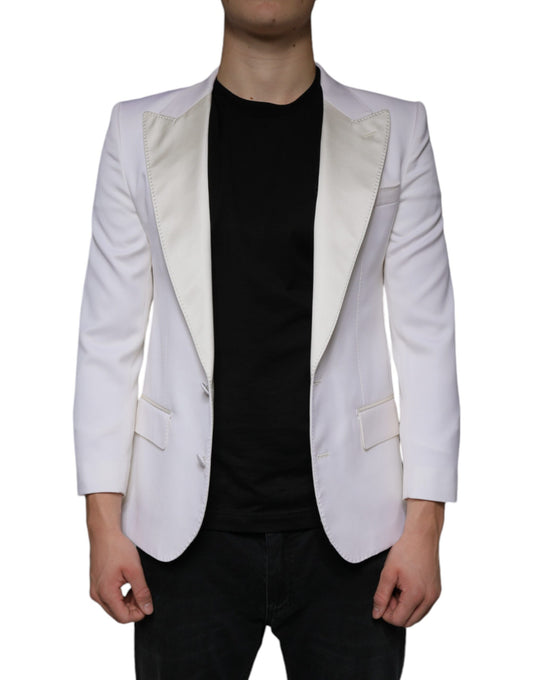 Dolce & Gabbana – Einreihiger Blazer aus cremeweißer Wolle