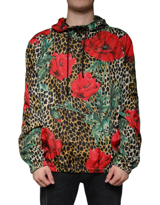 Dolce & Gabbana – Mehrfarbige Kapuzenjacke mit Leopardenmuster und Blumenmuster