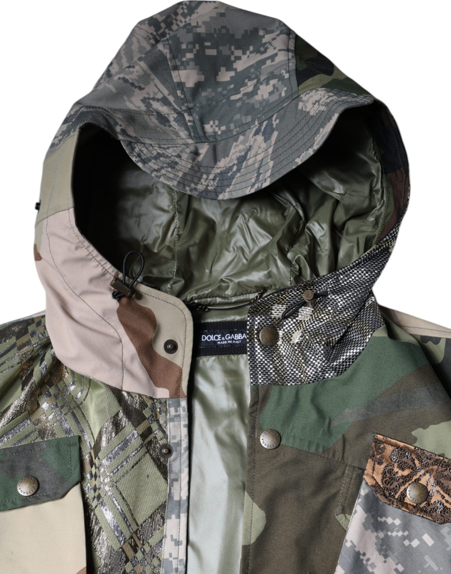 Dolce & Gabbana – Mehrfarbige Patchwork-Weste mit Kapuze