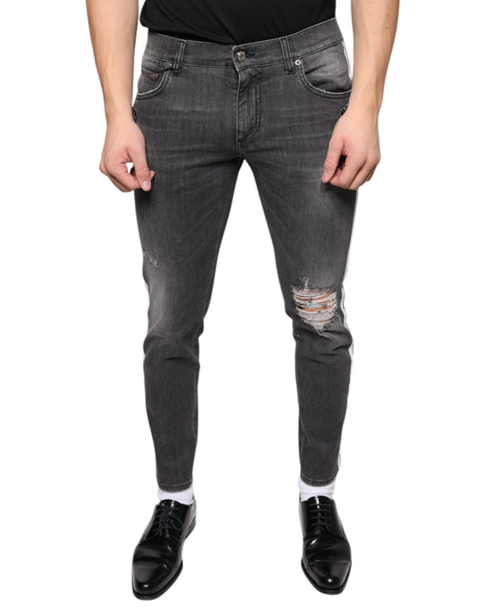 Dolce & Gabbana Schwarze Skinny-Jeans aus zerfetzter Baumwolle für Herren