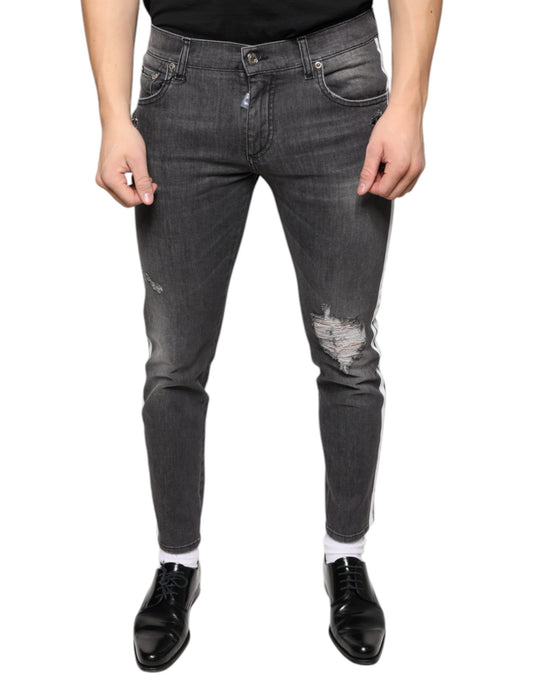 Dolce & Gabbana Schwarze Skinny-Jeans aus zerfetzter Baumwolle für Herren