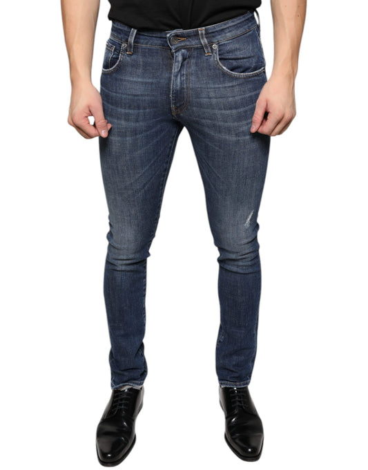 Dolce & Gabbana Dunkelblaue Skinny-Jeans aus gewaschener Baumwolle