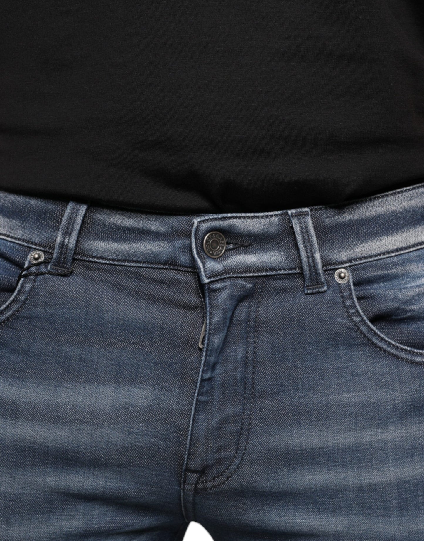 Dolce & Gabbana Dunkelblaue Skinny-Jeans aus gewaschener Baumwolle