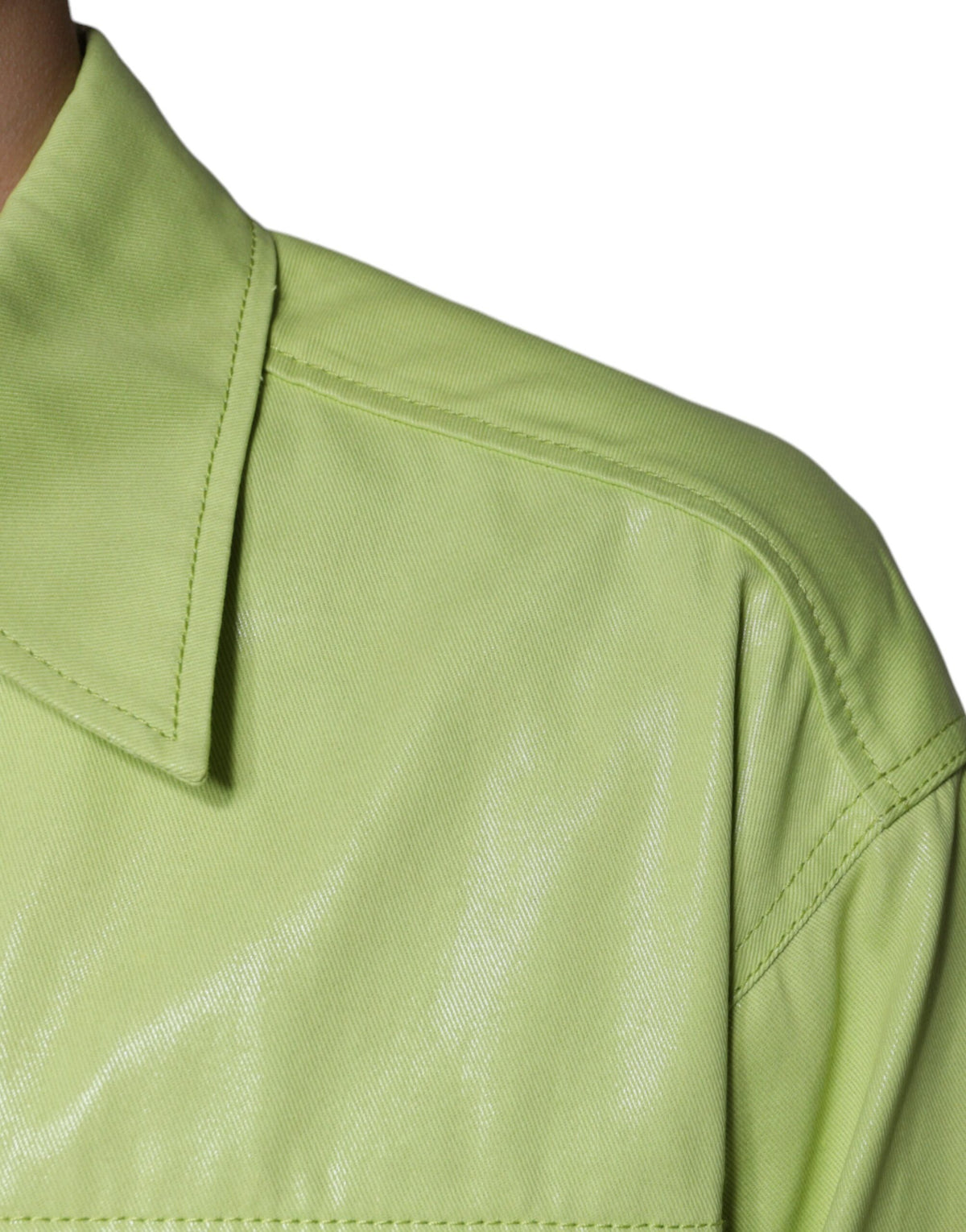 Dolce & Gabbana Grünes Herren-Button-Down-Hemd aus Baumwolle mit Kragen