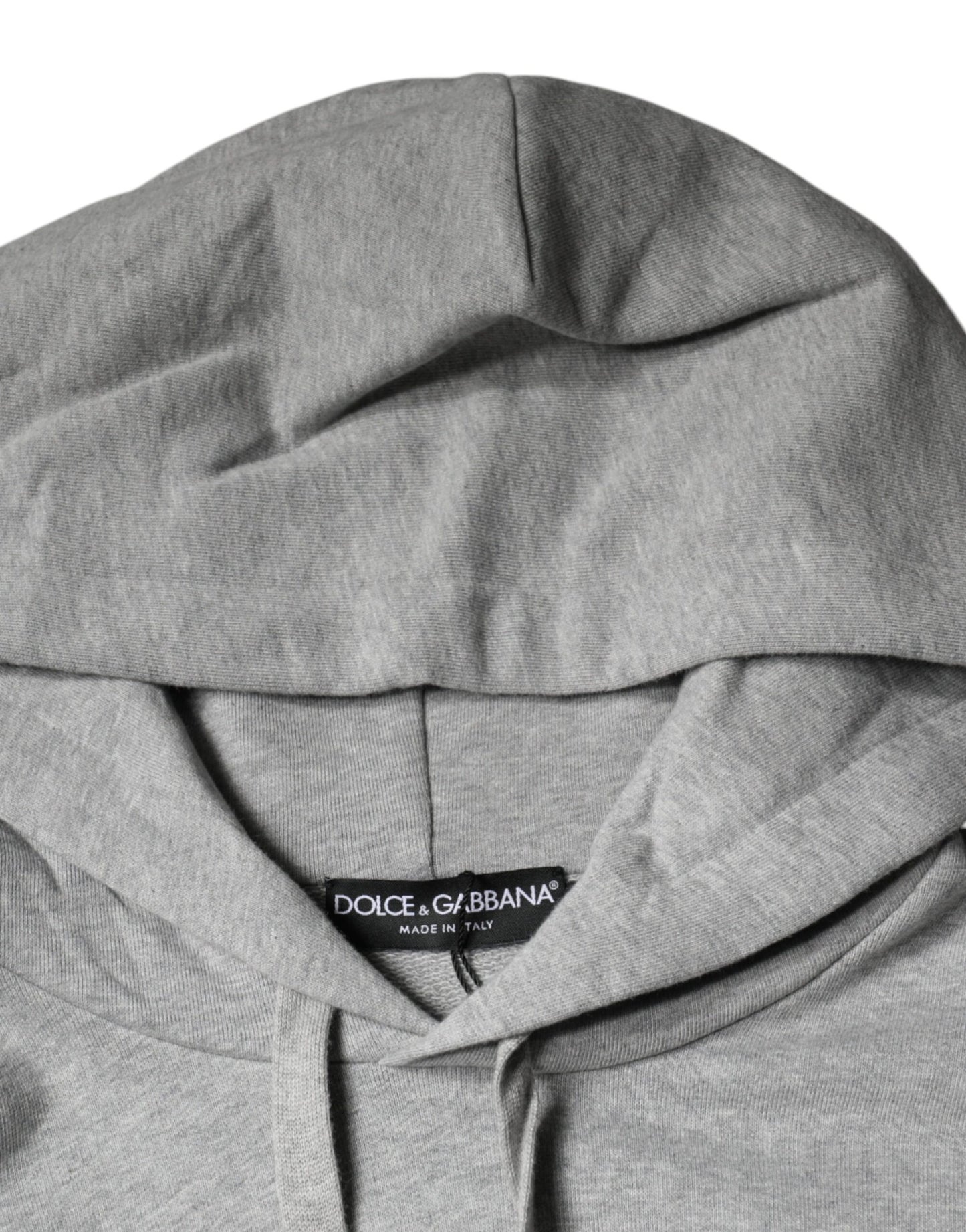 Dolce & Gabbana Graues Baumwoll-Sweatshirt mit Logo und Kapuze