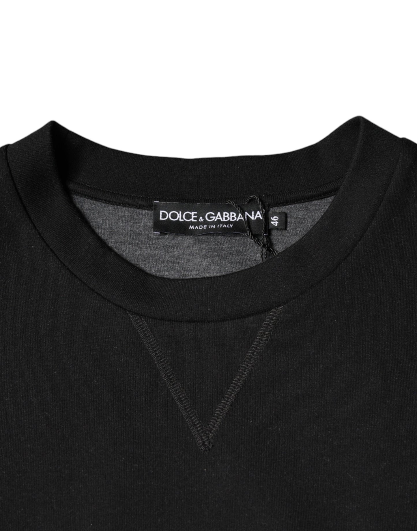 Dolce & Gabbana – Schwarzes Sweatshirt mit Rundhalsausschnitt und Logo-Print