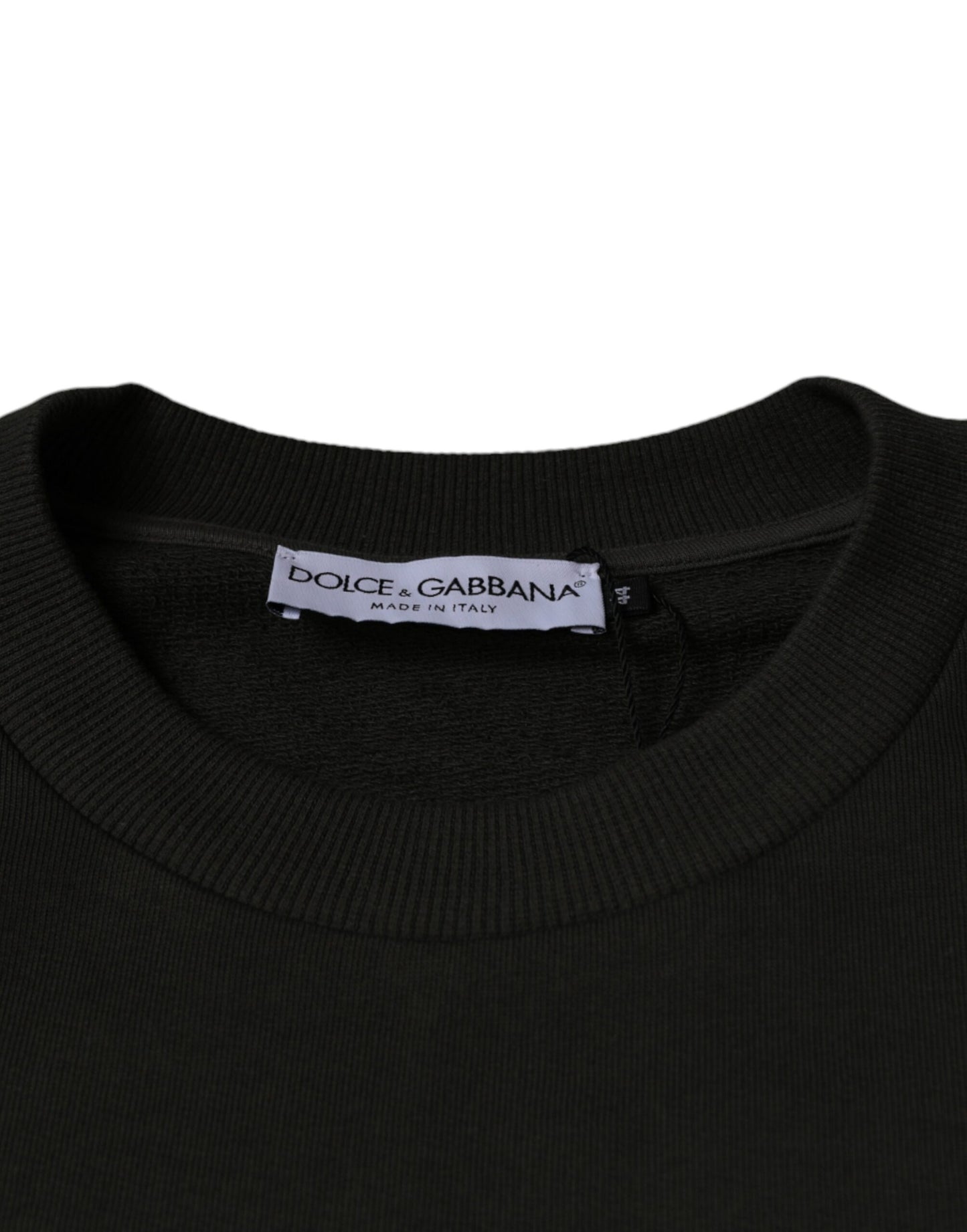 Dolce & Gabbana Armygrüner Pullover mit DG-Krone und Rundhalsausschnitt