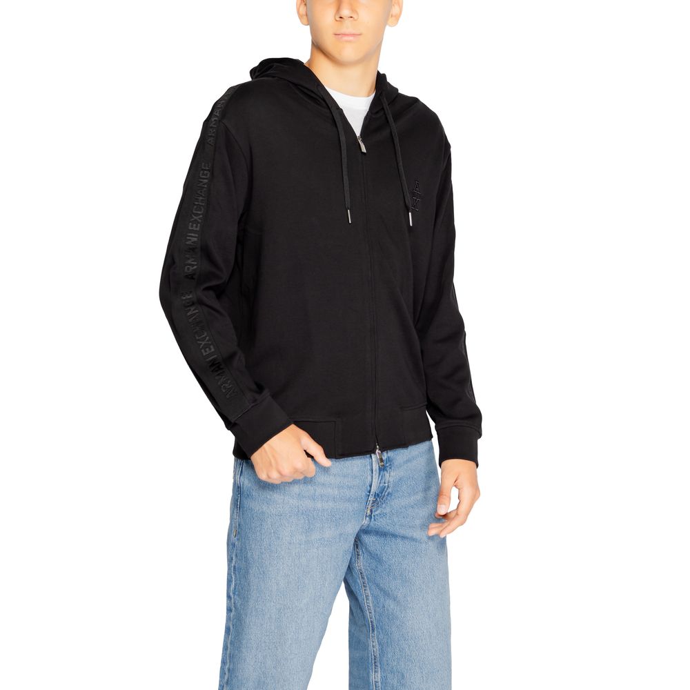 Armani Exchange Schwarzer Baumwoll-Kapuzenpullover