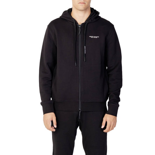 Armani Exchange Schwarzer Baumwoll-Kapuzenpullover