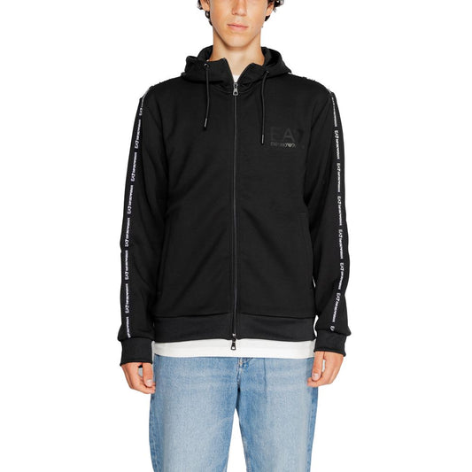 EA7 Emporio Armani – Schwarzer Polyester-Kapuzenpullover