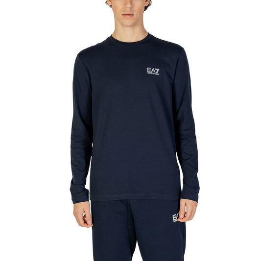 EA7 Emporio Armani – Langarmshirt aus blauer Baumwolle