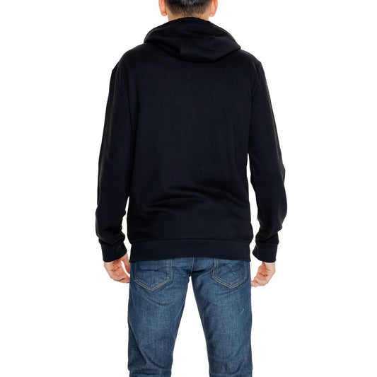 EA7 Emporio Armani Schwarzer Baumwoll-Kapuzenpullover