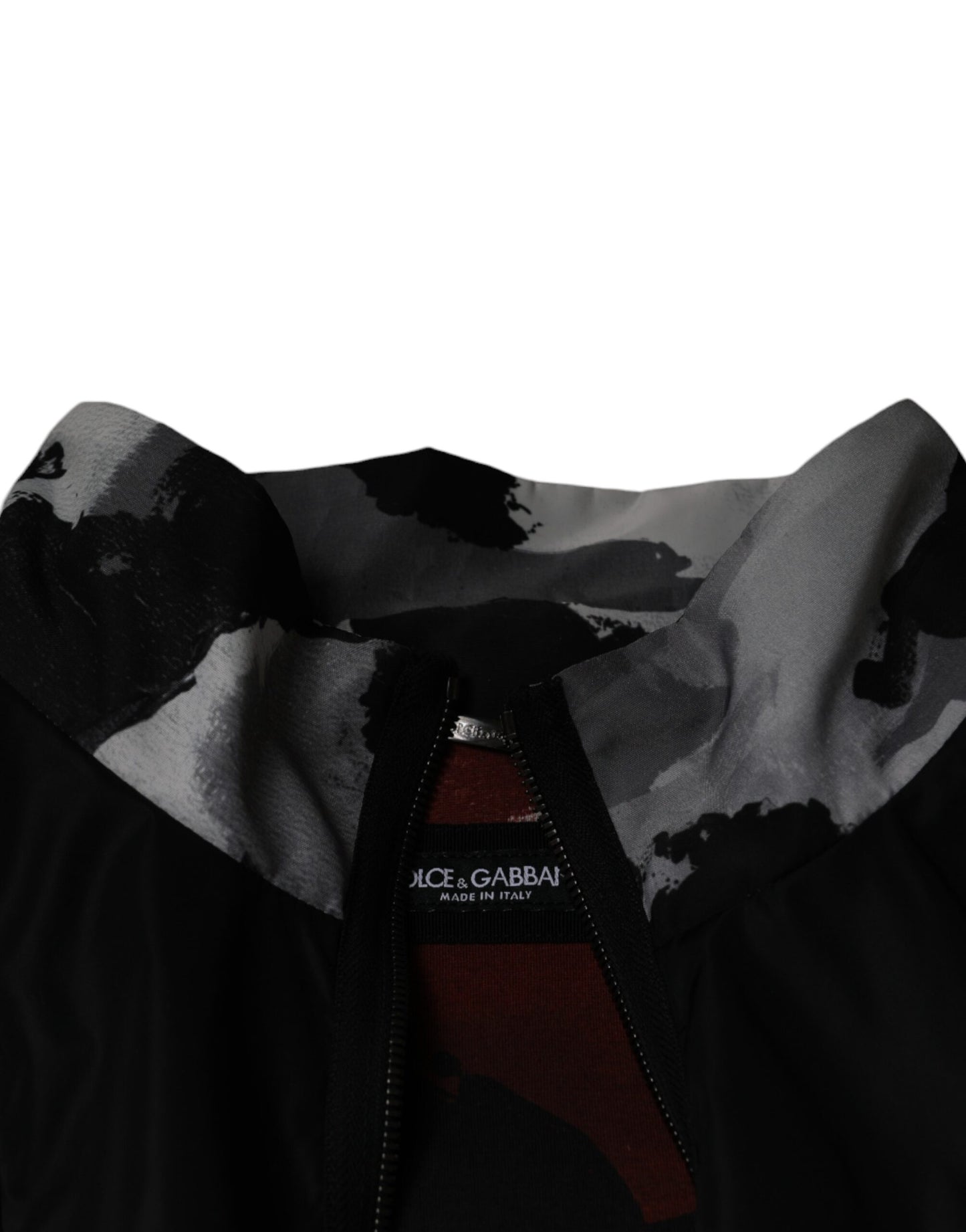 Dolce & Gabbana – Schwarze Bomberjacke aus Nylon mit durchgehendem Reißverschluss für Herren