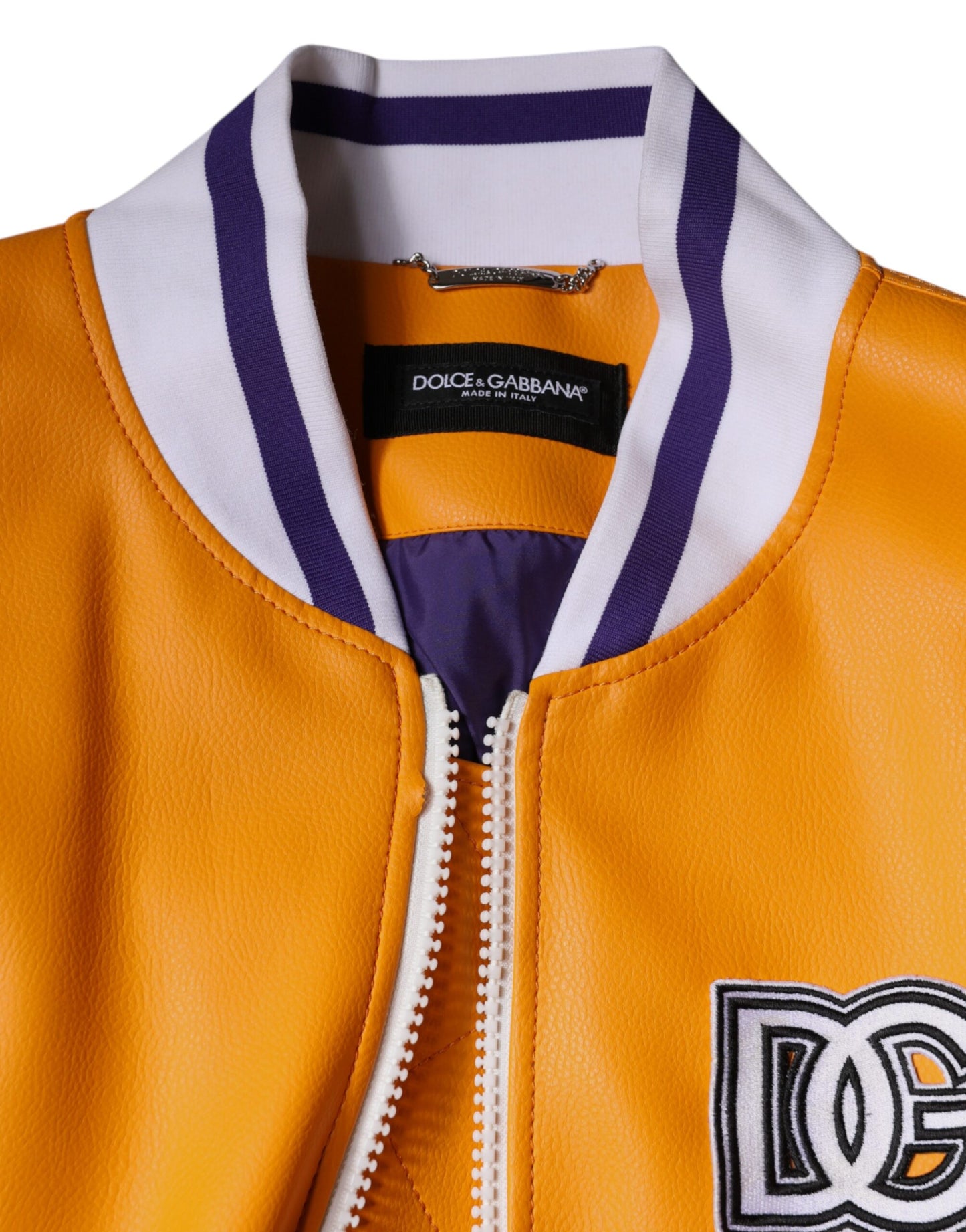 Dolce & Gabbana – Orange-weiße Jersey-Bomberjacke mit durchgehendem Reißverschluss