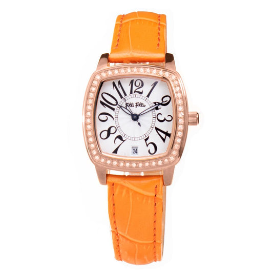 Folli Follie Uhr mit orangefarbenem Lederarmband