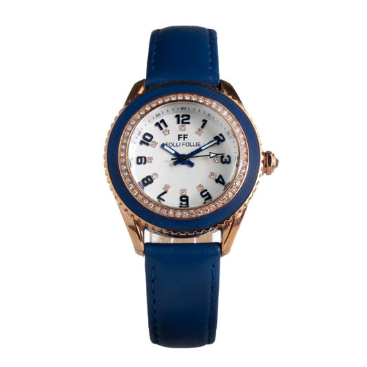 Folli Follie Damenuhr mit blauem Lederarmband