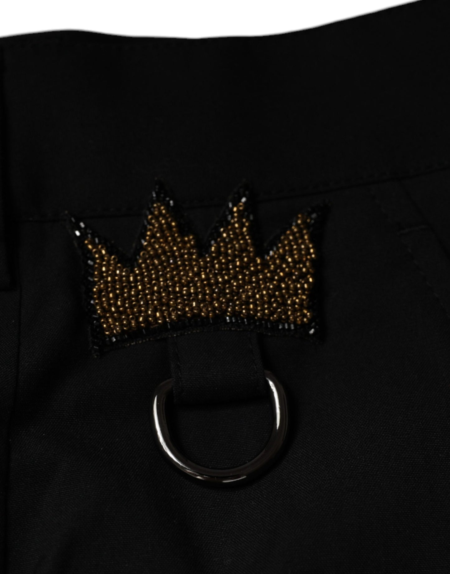 Dolce & Gabbana Schwarze Anzughose aus Baumwolle mit Krone