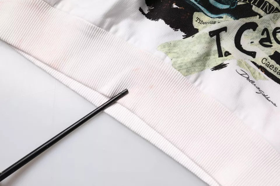 Dolce & Gabbana Weißer Caesar-Kapuzenpullover aus Baumwolle