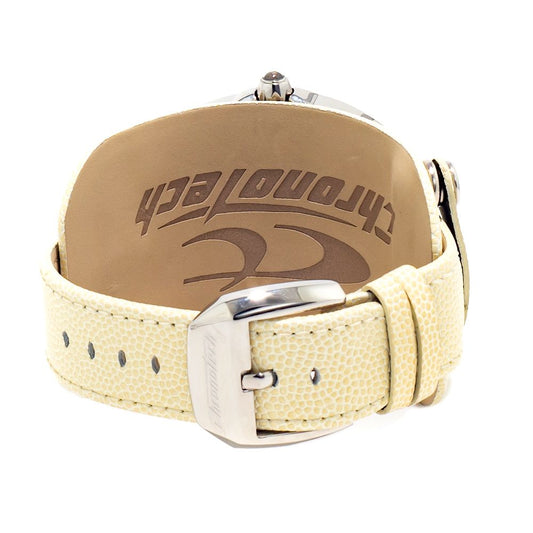 Chronotech Beige Leather Dress Watch