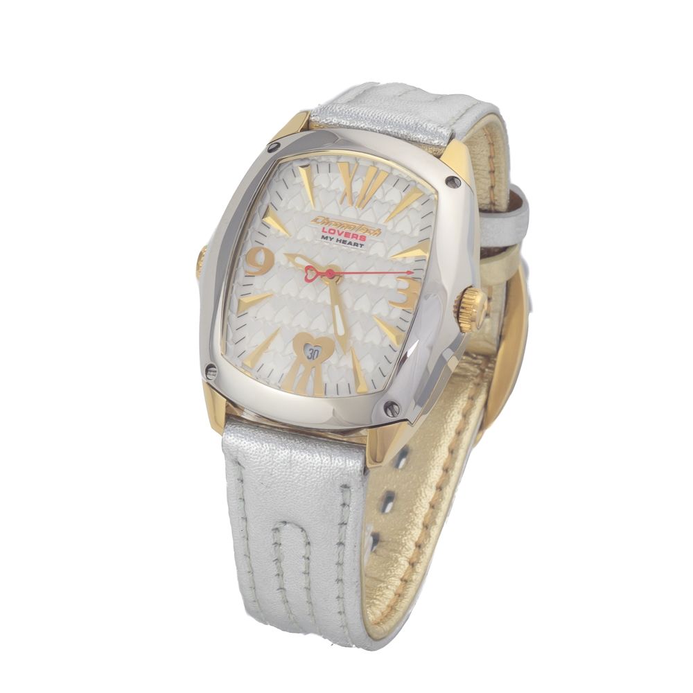 Chronotech Silver Leather Dress Watch