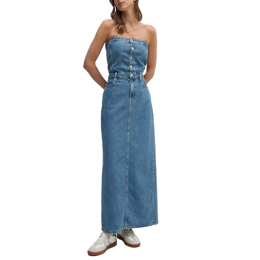 Calvin Klein Jeans Blaues Baumwoll-Maxikleid