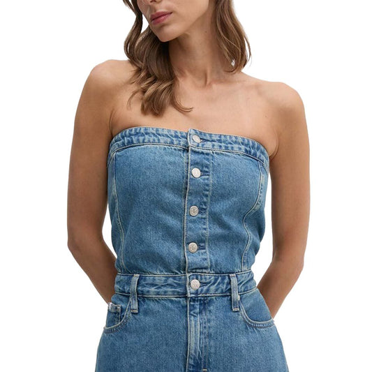 Calvin Klein Jeans Blaues Baumwoll-Maxikleid