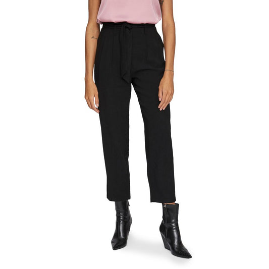 Vila Clothes – Schwarze, verkürzte Hose aus Viskose