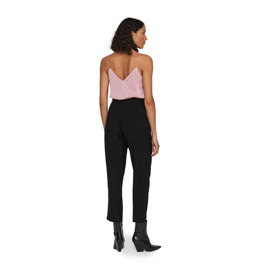 Vila Clothes – Schwarze, verkürzte Hose aus Viskose